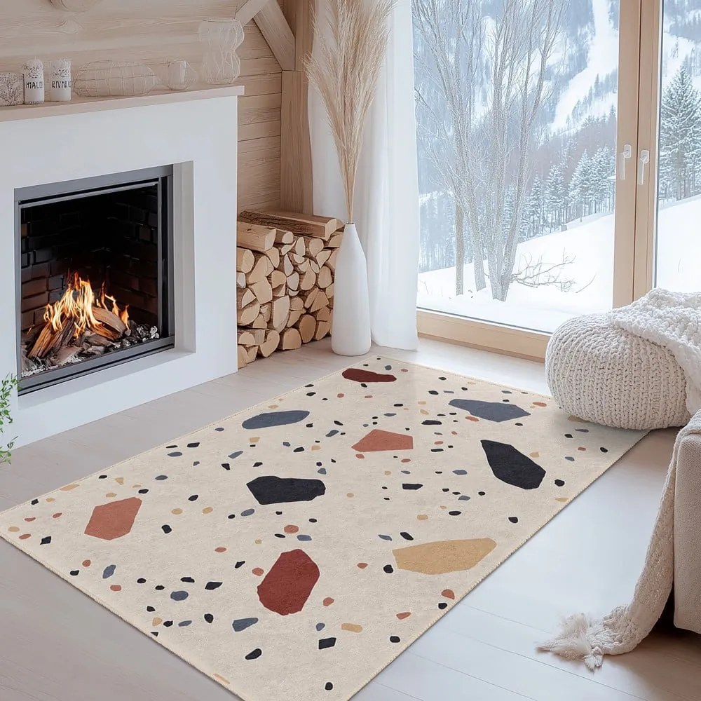 Kremowy chodnik odpowiedni do prania 80x200 cm Cracked Terrazzo – Mila Home