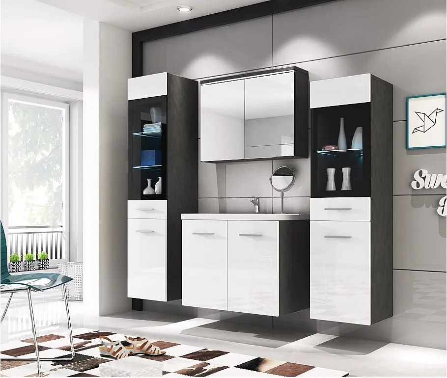 MINIO go for it, Meble łazienkowe MARIT II w kolorze matera/biały połysk, z oświetleniem LED