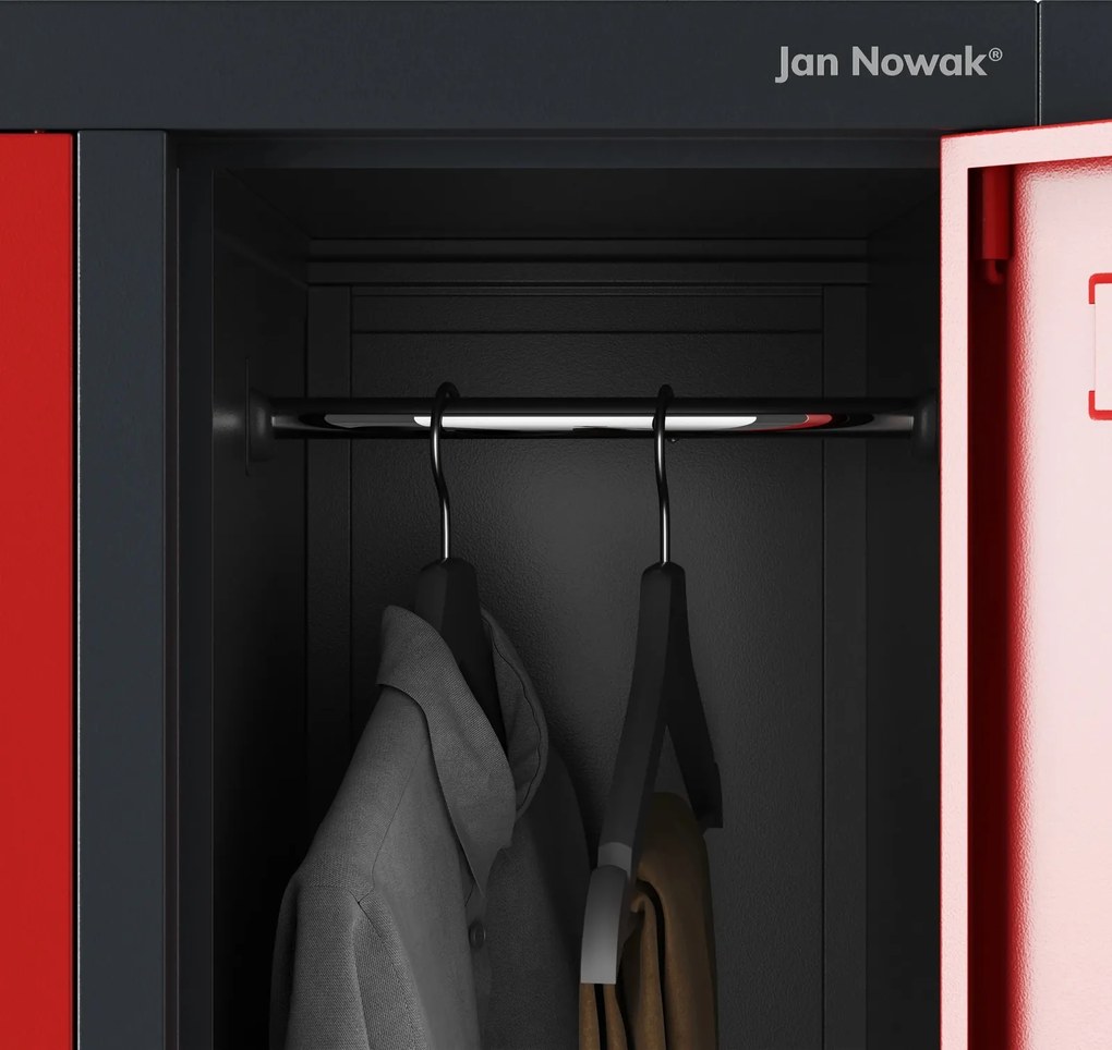 Metalowa szatnia 10-skrytkowa Bartek 136x45x172 cm antracyt/czerwony