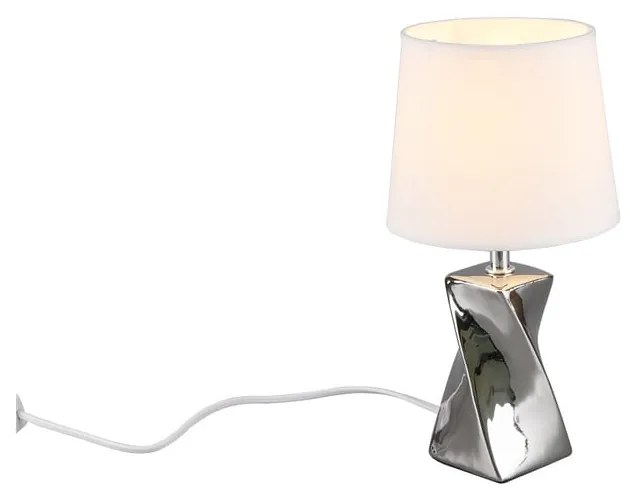 Lampa stołowa w kolorze srebra z tekstylnym kloszem (wysokość 28 cm) Abeba – Trio