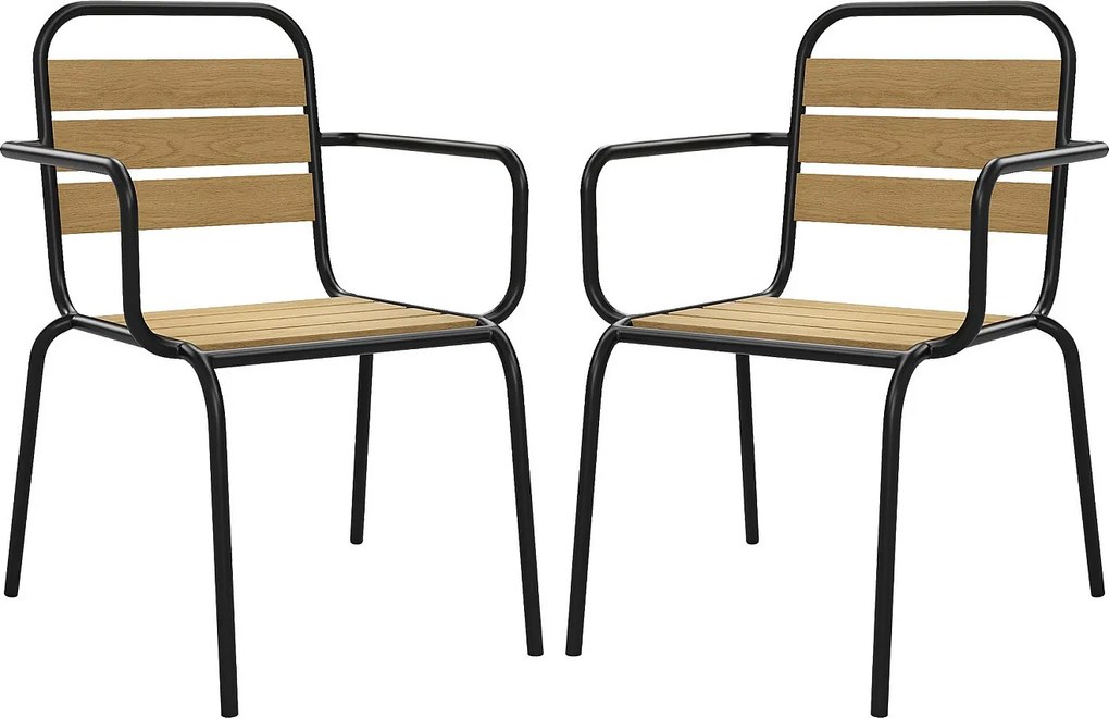 Zestaw 2 foteli ogrodowych sztaplowanych z polywoodu i metalu - Czarny - LYLIOS od MYLIA