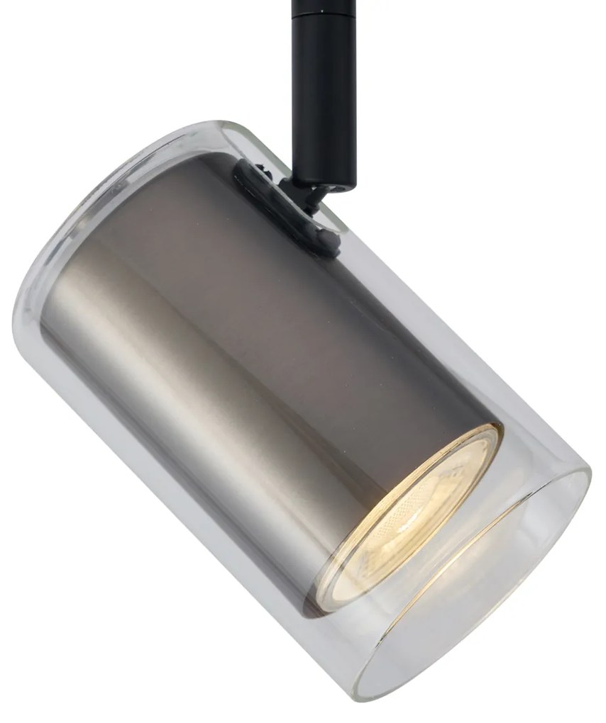Nowoczesny reflektor w kolorze metalu z przezroczystym szkłem do systemu szynowego 1-fazowego - Iconic Lloyd