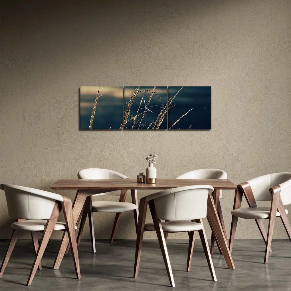 Obraz traw (z zegarem) (90x30 cm)
