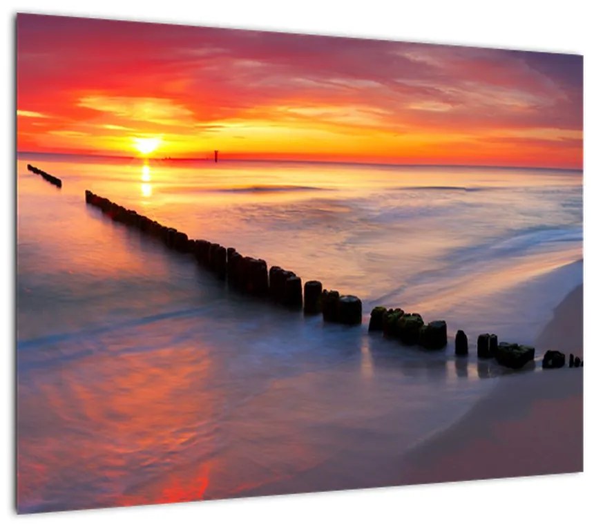 Obraz na szkle - Sunset, Baltic Sea, Poland (70x50 cm)