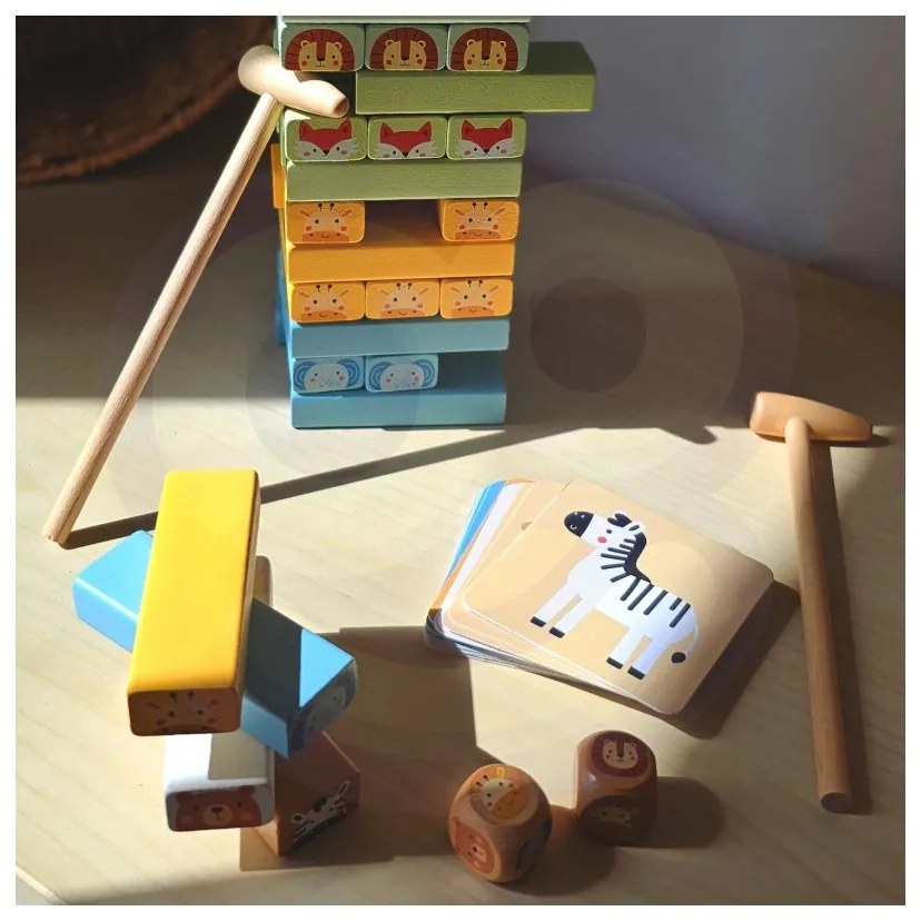Tooky toy gra zręcznościowa "chwiejąca się wieża" zwierzęta 82 el.