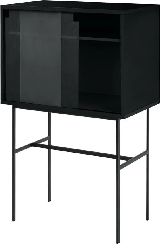 Czarna witryna z drzwiami przesuwnymi 70x109x40 cm Lekko – noo.ma
