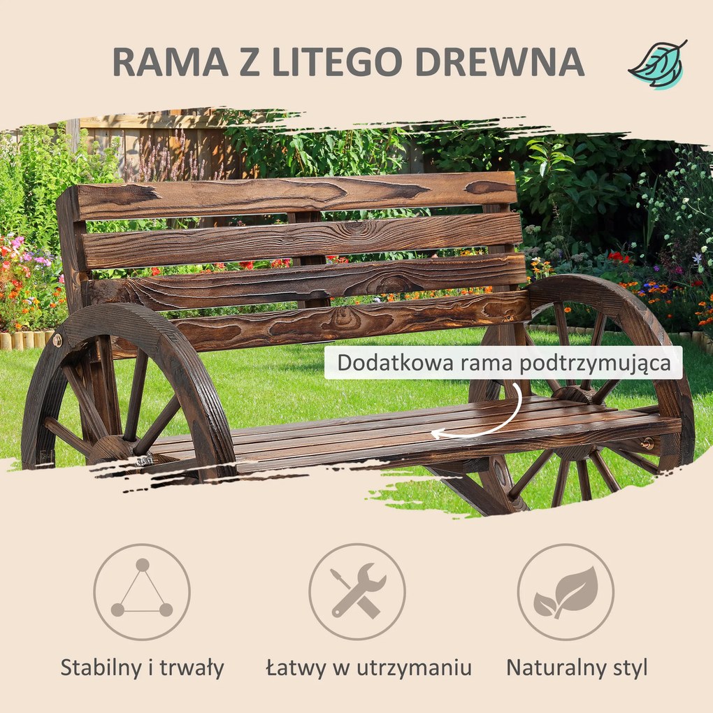 Outsunny Ławki Ogrodowe Drewniane - Krzesło Ogrodowe Koło, Małe i Duże, Do 240 kg | Aosom PL