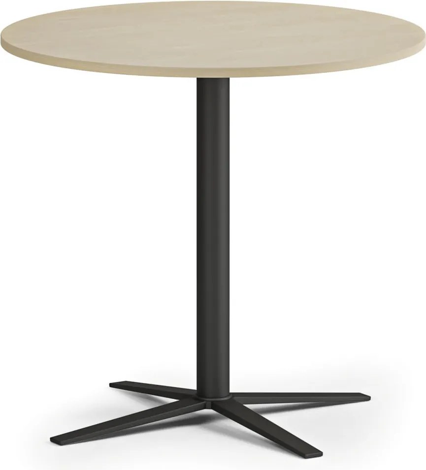 Stolik kawowy AURA, średnica 60 cm, czarna podstawa, brzoza
