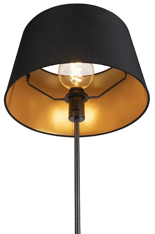 Lampa stojąca czarna z czarnym kloszem 35 cm regulowana - Parte klasyczny/Antyczny Oswietlenie wewnetrzne