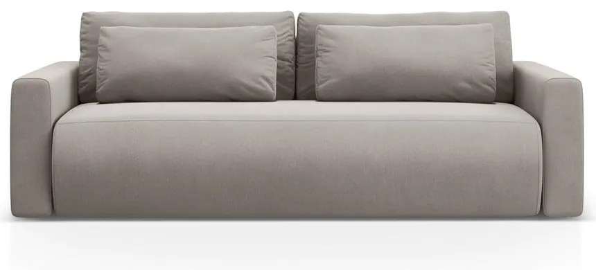 Jasnoszara aksamitna rozkładana sofa ze schowkiem 238 cm Belfast – Cosmopolitan Design