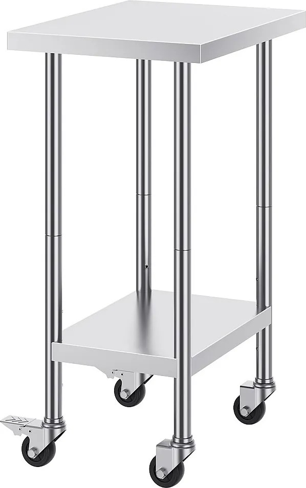 Stół Roboczy ze Stali Nierdzewnej SucceBuy, 610 x 457 x 954,6 mm, Komercyjny Stół Przygotowawczy na 4 Kółkach
