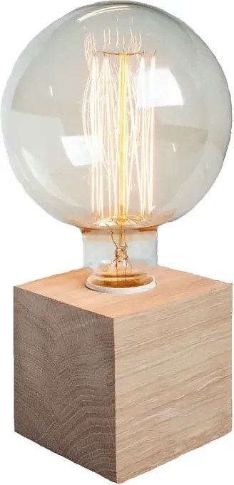 Drewniana lampka stołowa z odkrytą żarówką - S229 T6-P08
