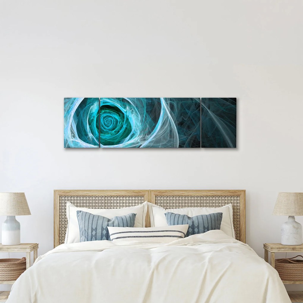 Obraz - Abstrakcyjny różowy niebieski z czarnym tłem (170x50 cm)