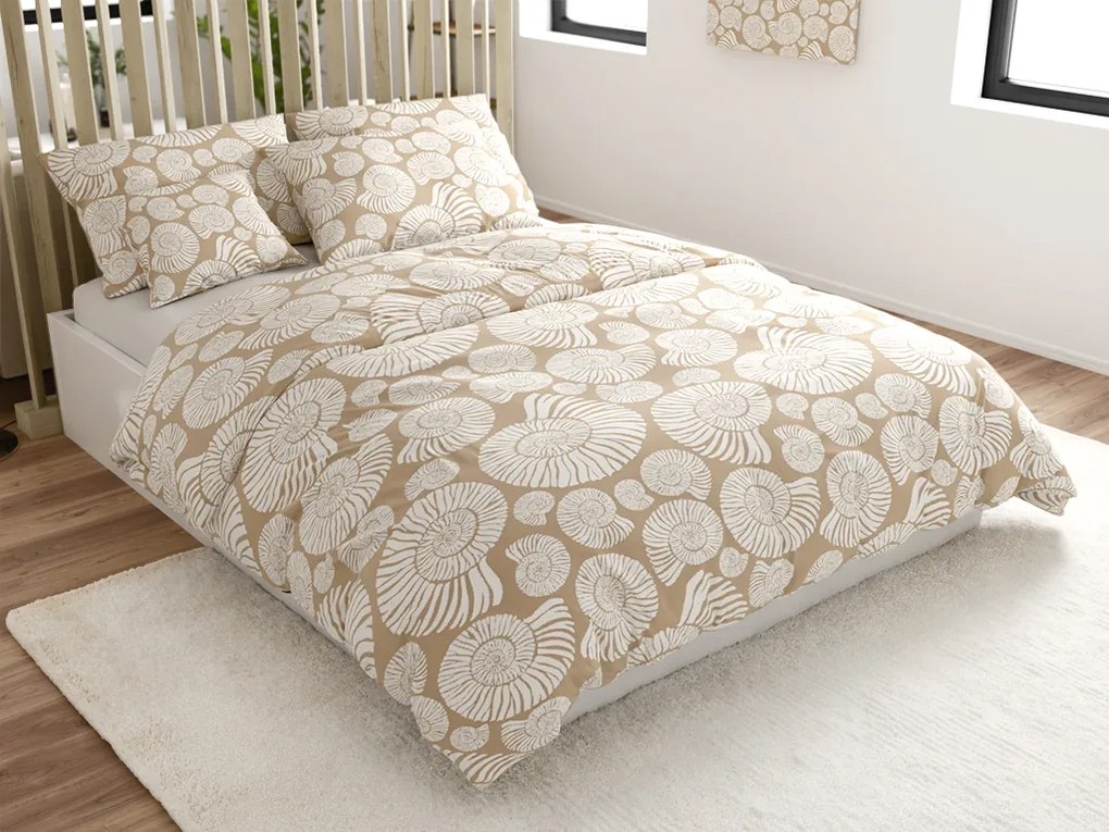 PrzytulneMieszkanie.pl PrzytulneMieszkanie.pl Pościel z mikrofibry SNAIL SHELL brązowa Rozmiar pościeli: 2 szt 70 x 90 cm | 200 x 220 cm