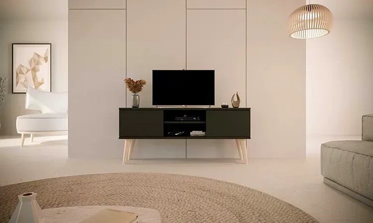 Czarna szafka RTV na nóżkach - Dubby 4X 120 cm