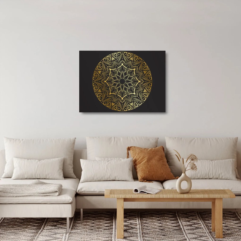 Obraz na szkle złotej abstrakcji (70x50 cm)