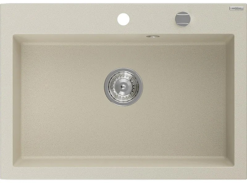 Mexen Elix zlewozmywak granitowy 1-komorowy 700 x 500 mm, beżowy, syfon chrom - 6526701005-69