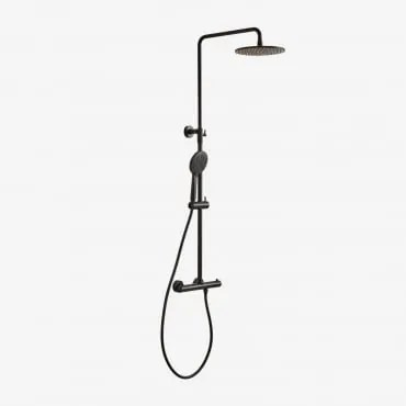 Termostatyczna Kolumna Prysznicowa Z Mosiądzu Orveta Czarny Matowy - Sklum