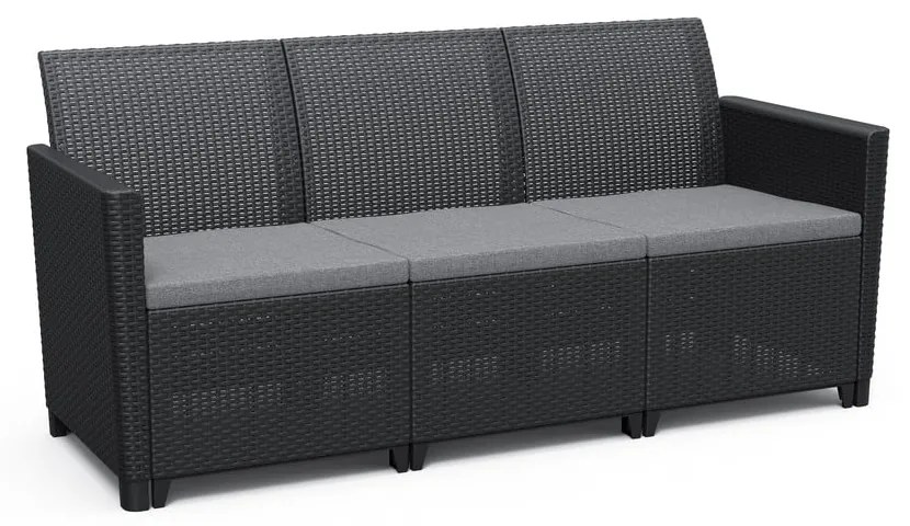 Ciemnoszara sofa ogrodowa z imitacji rattanu Claire – Keter