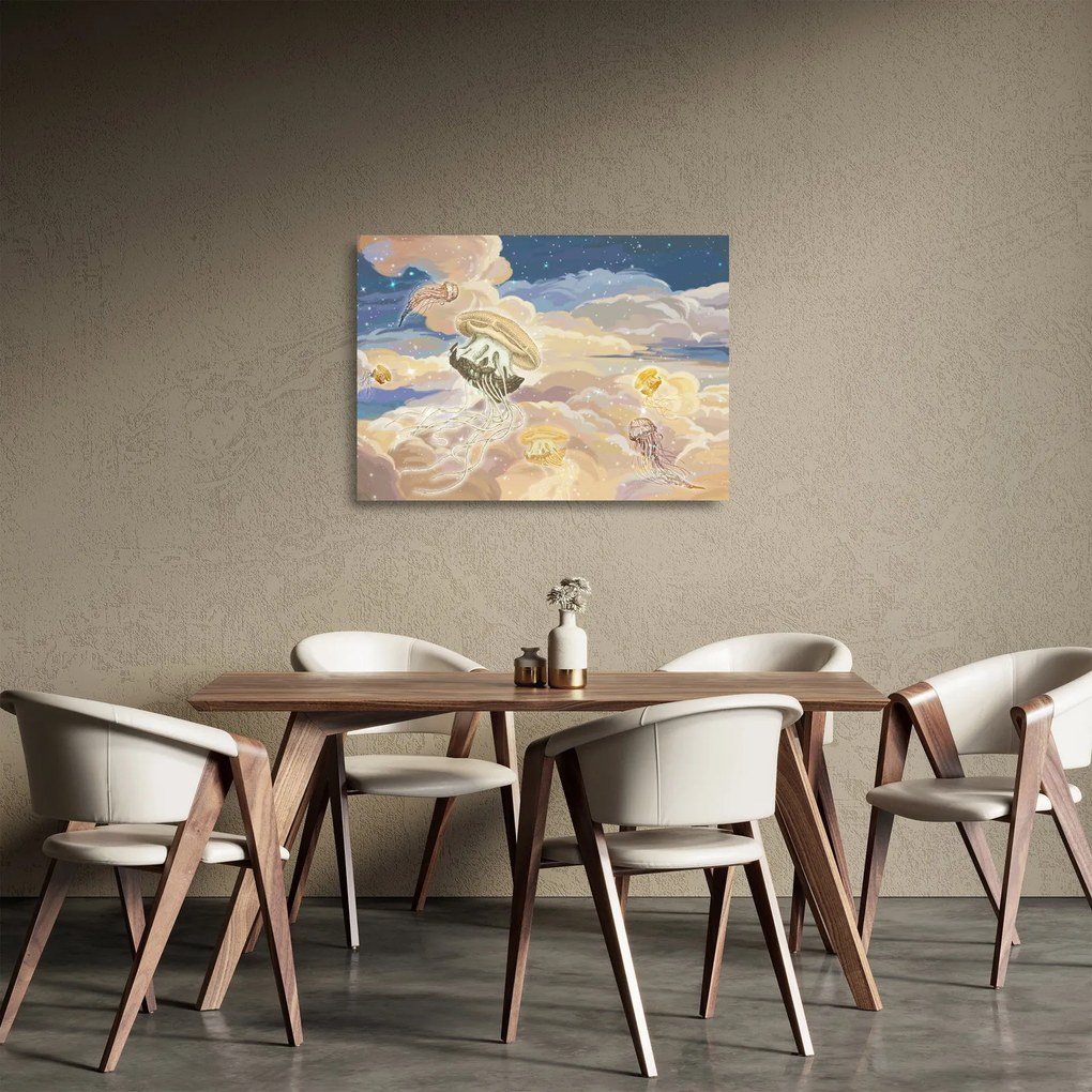Obraz na szkle - Niebiańskie Meduzy (70x50 cm)