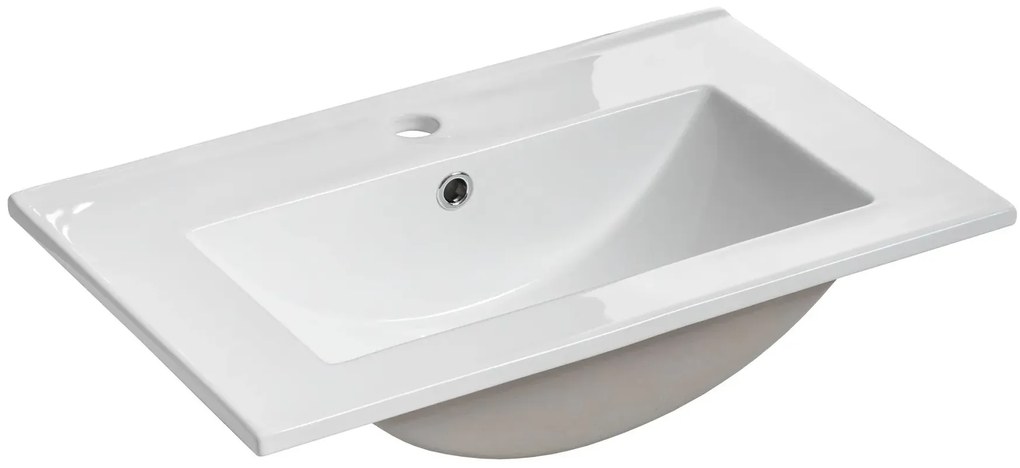 Biała prostokatna ceramiczna umywalka - Xarius 60 cm
