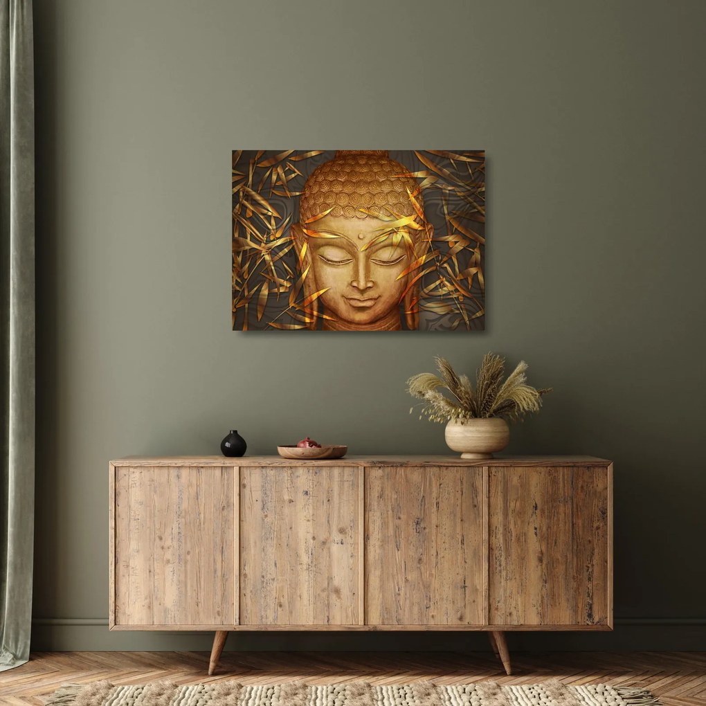 Obraz na szkle - Złoty Budda (70x50 cm)
