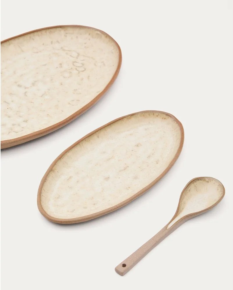 Beżowe ceramiczne talerze do serwowania zestaw 3 szt. Zunel – Kave Home