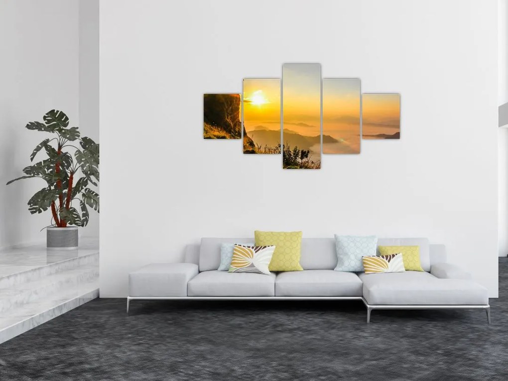 Obraz doliny w porannej mgle (125x70 cm)