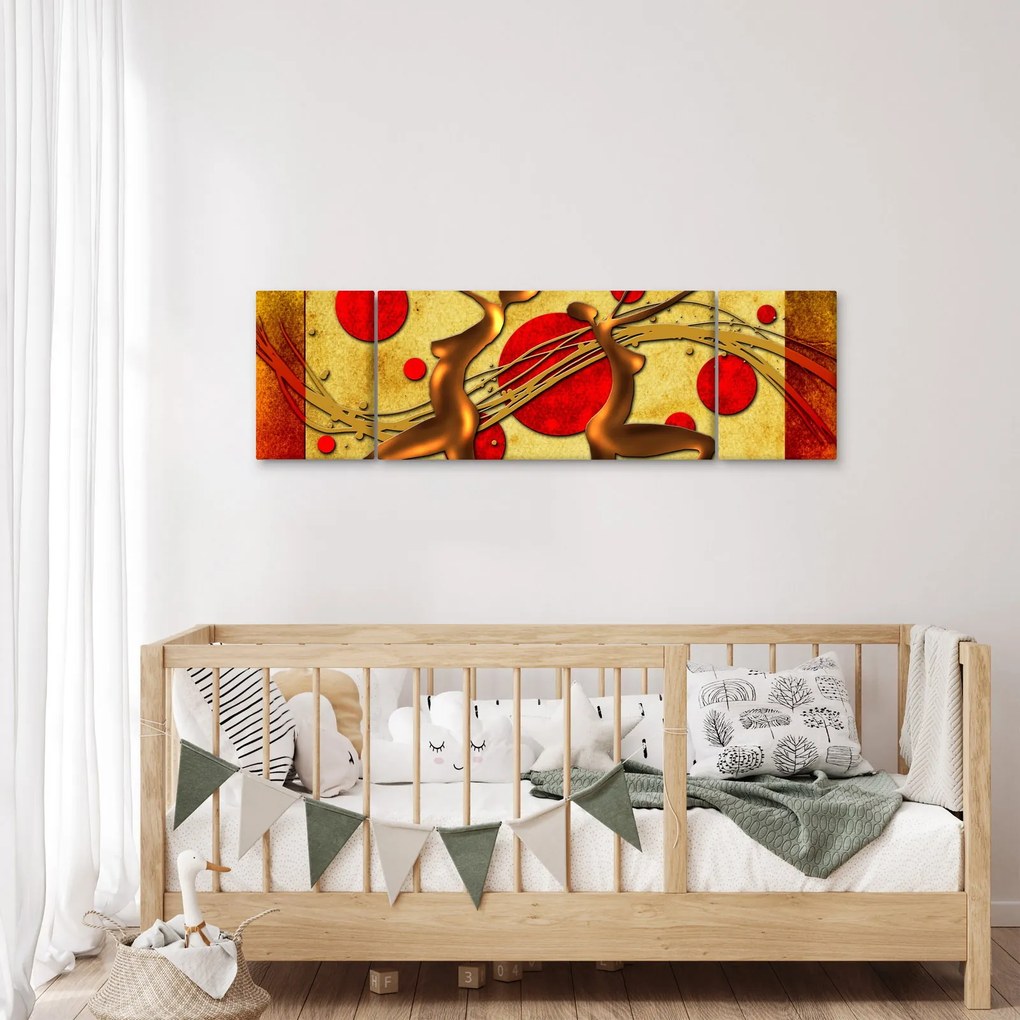 Abstrakcyjny obraz z dwiema kobietami (170x50 cm)