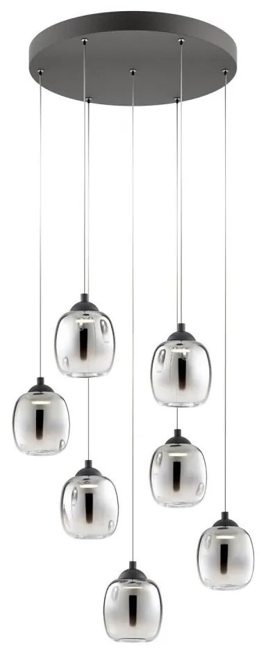 Redo 01-3489 - Ściemnialny żyrandol LED na linkach KHADI 7×LED/5W/230V czarny/dymione szkło