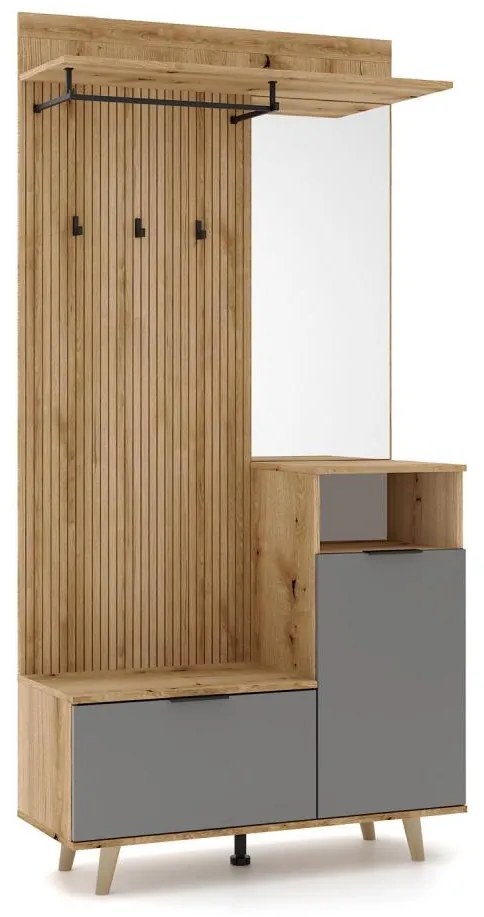 Ściana przedpokojowa z lustrem SVEN brąz/grafit