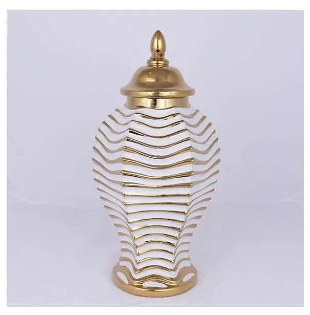 Słoik ceramiczny 42,2x21,1 cm złoty/biały
