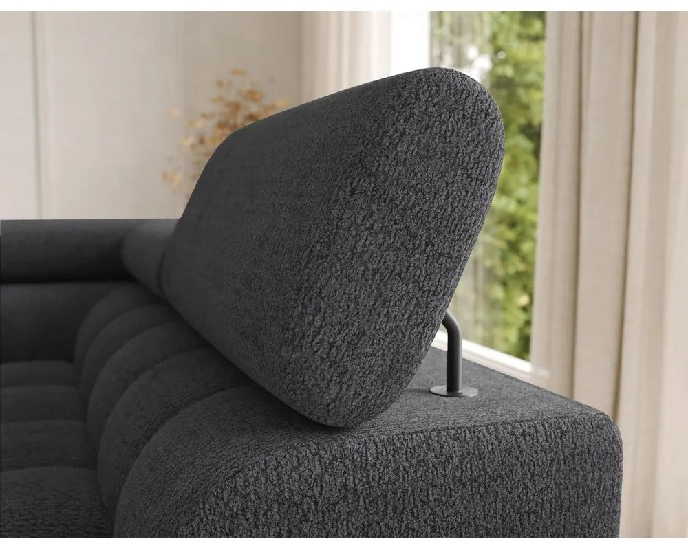 Ciemnoszary rozkładany narożnik z materiału bouclé (prawostronny/w kształcie litery U) Feraria – ELTAP