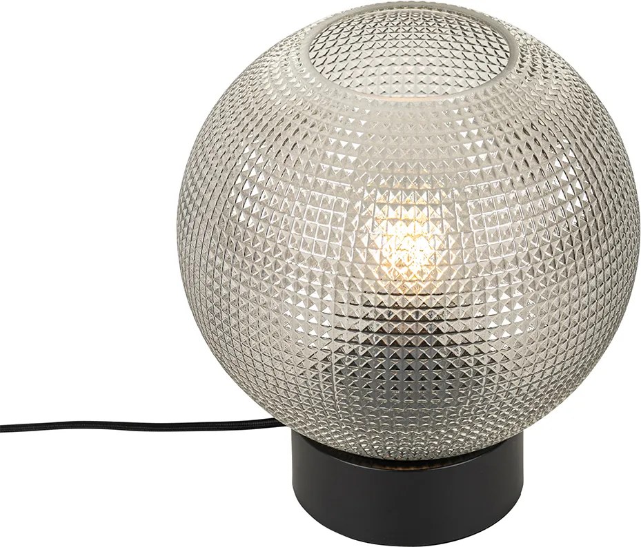 Designerska lampa stołowa czarna z dymionym szkłem - Chico