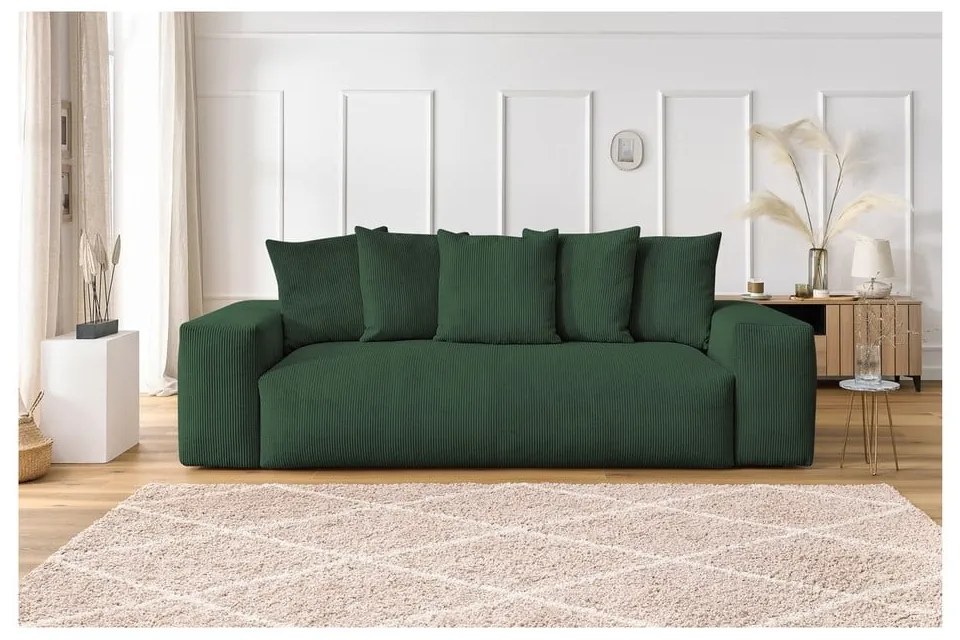 Zielona sztruksowa sofa 280 cm Voltaire – Bobochic Paris