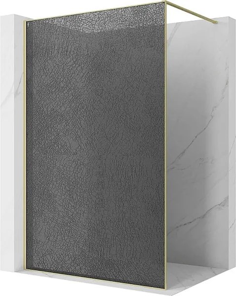 Mexen Kioto ścianka prysznicowa Walk-in 140 x 200 cm, crackle grafit 12 mm, złota szczotkowana - 800-140-101-55-44-X