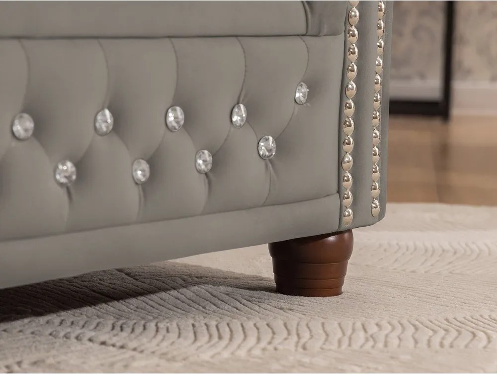 Szary aksamitny rozkładany narożnik (lewostronny/w kształcie litery L) York Blik – Ropez