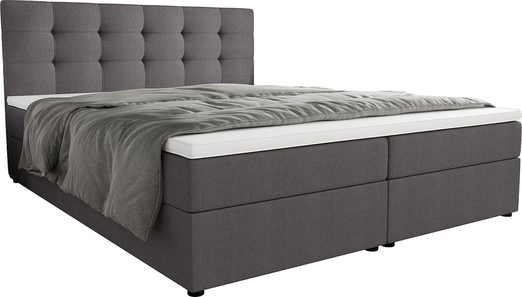 BEDANTE Łóżko kontynentalne Fado 2 180x200 Cosmic 160, jasnoszary, pojemnik na pościel