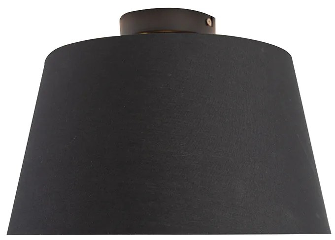 Lampa sufitowa z abażurem z bawełny czarna ze złotem 32 cm - Combi Black klasyczny/Antyczny Oswietlenie wewnetrzne