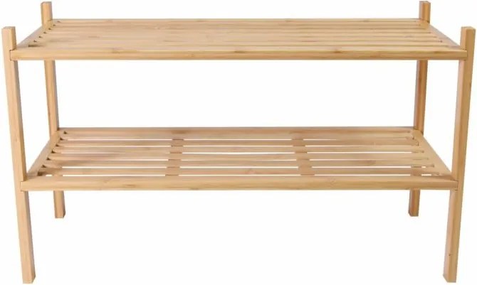 Bambusowy regał, 2 półki, stojak na buty, 68 x 29 x 40 cm