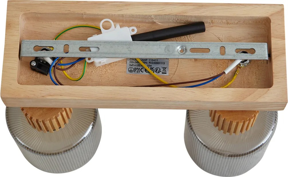 Nowoczesny reflektor drewniany z przydymionym szkłem 2-punktowy obrotowy i uchylny - Gracy