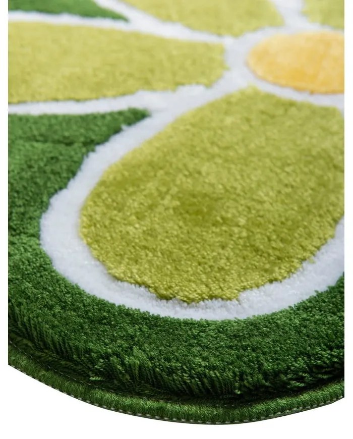 Zielony dywanik łazienkowy ø 90 cm Flower – Foutastic