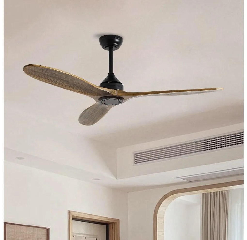 ZEVENTI - Wentylator sufitowy LAURIA Wi-Fi Tuya czarny/dąb + pilot