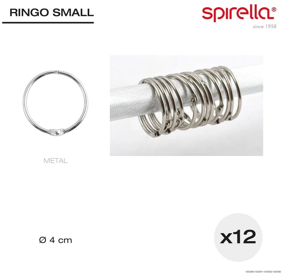 Kółka do zasłony prysznicowej w kolorze matowego srebra zestaw 12 szt. Ringo Small – Spirella