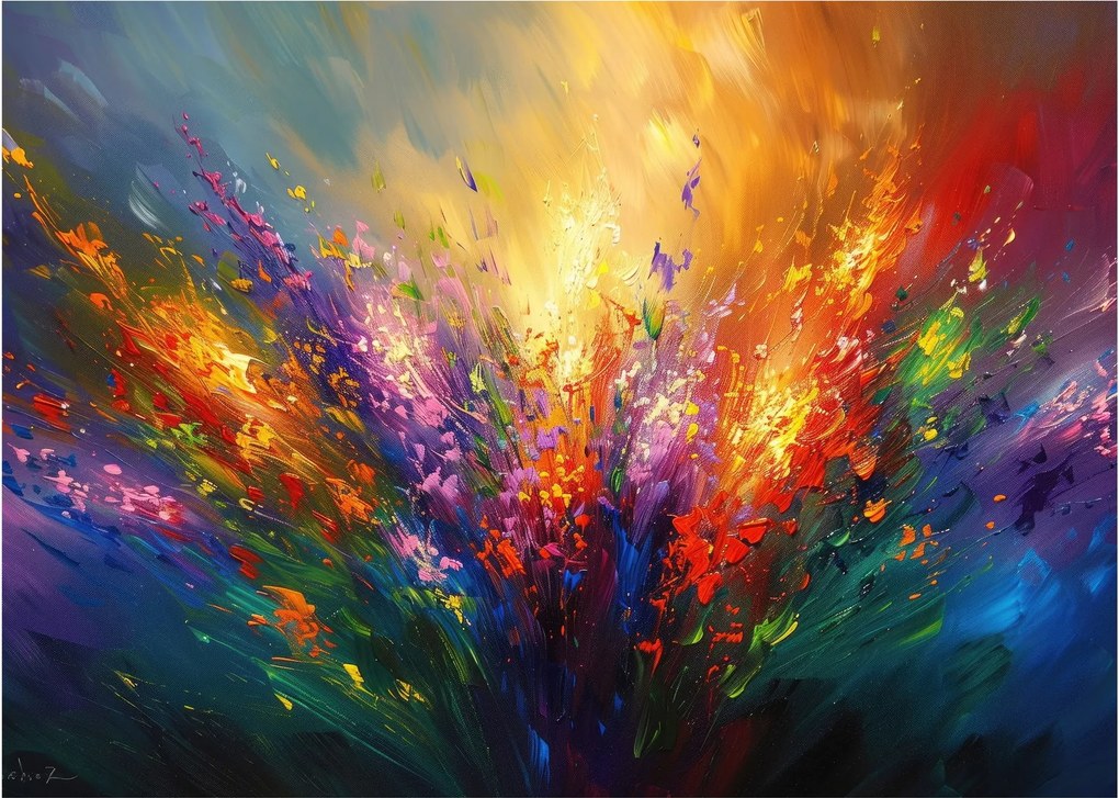 Obraz na szkle - Abstrakcja kwiatów (70x50 cm)