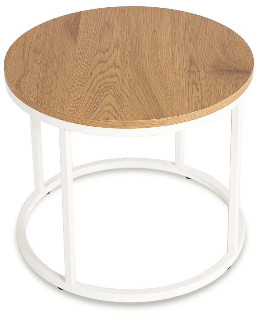 Stolik Kawowy ANN 53 cm Dąb/Biały Skandynawski