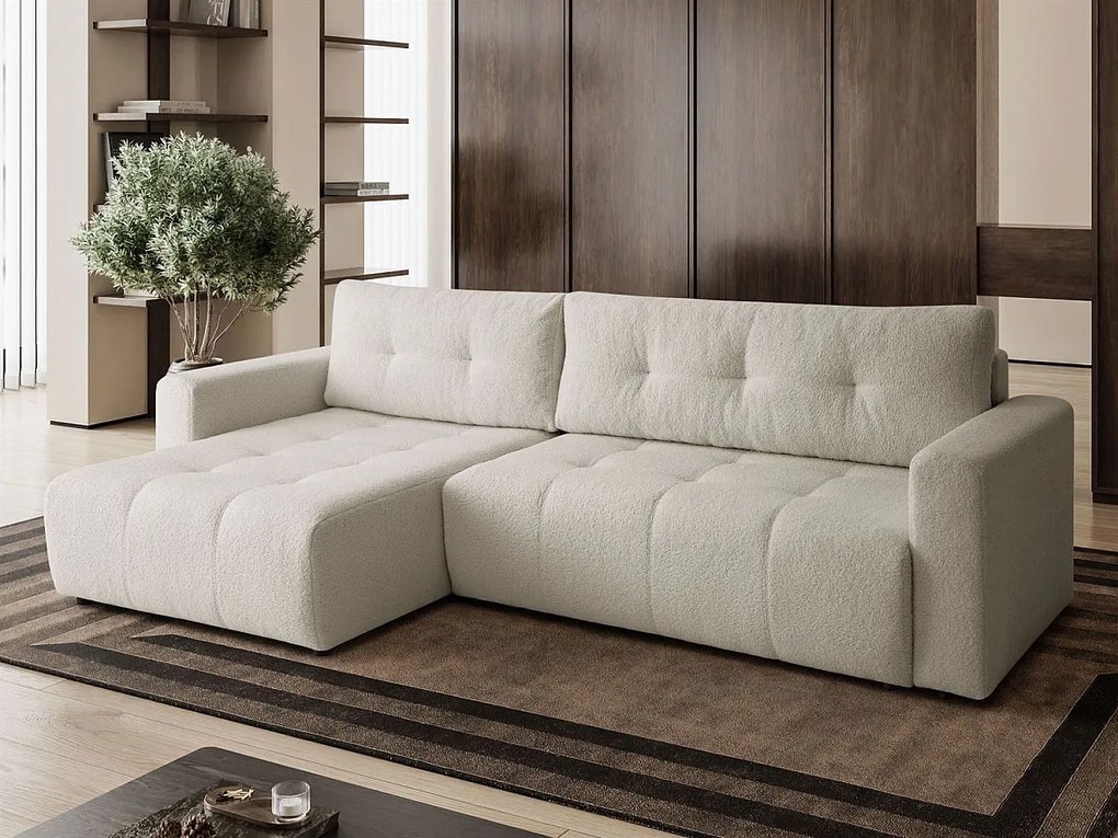 Narożnik w kształcie L VIENNA, tkanina Lambi, Ecru, Lewy