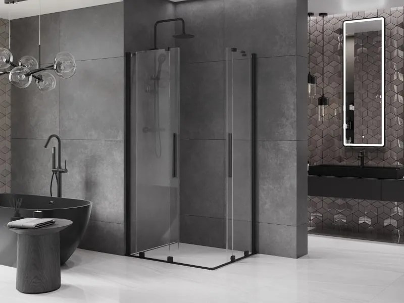 Mexen Velar Duo kabina prysznicowa rozsuwana 100 x 90 cm, transparent, czarna - 871-100-090-02-70