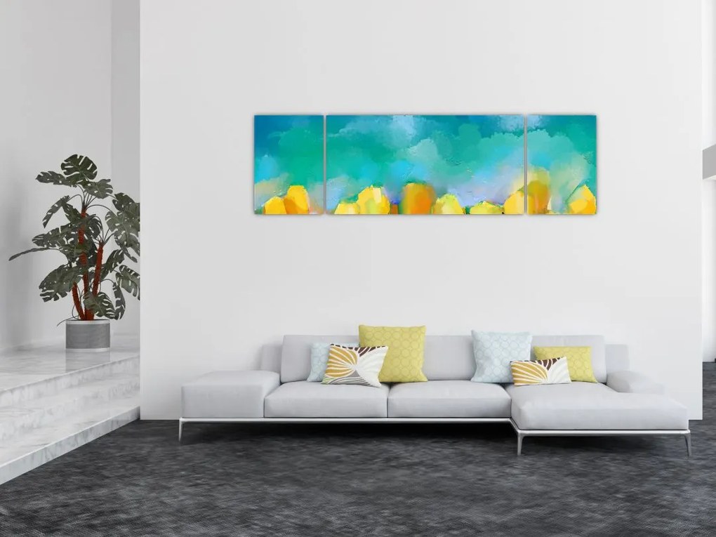 Obraz żółtych tulipanów (170x50 cm)