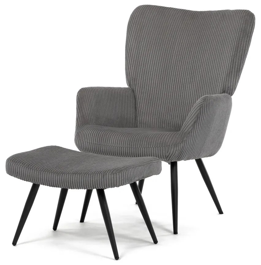 Fotel relaksacyjny z podnóżkiem L7285 GREY6, szary